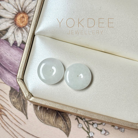 10.82cts A-Grade Natural White Jadeite Donut Pair No.180852