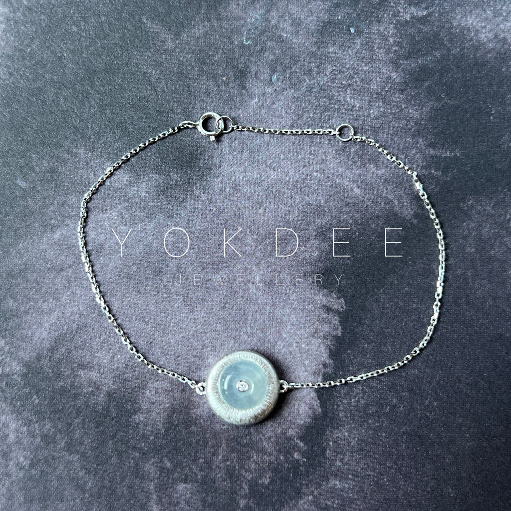 Icy A-Grade Natural Jadeite Donut (Silk) Bracelet No.190374