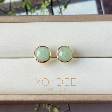 A-Grade Natural Light Green Jadeite MINI.malist Stud Earrings No. 180202