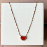 Icy Red Jade Heart Necklace