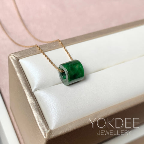 A-Grade Natural Floral Imperial Green Jadeite Barrel No.172014