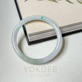 56.8mm A-Grade Natural Lavender Green Jadeite Traditional Round Slim Cut Bangle No.152074