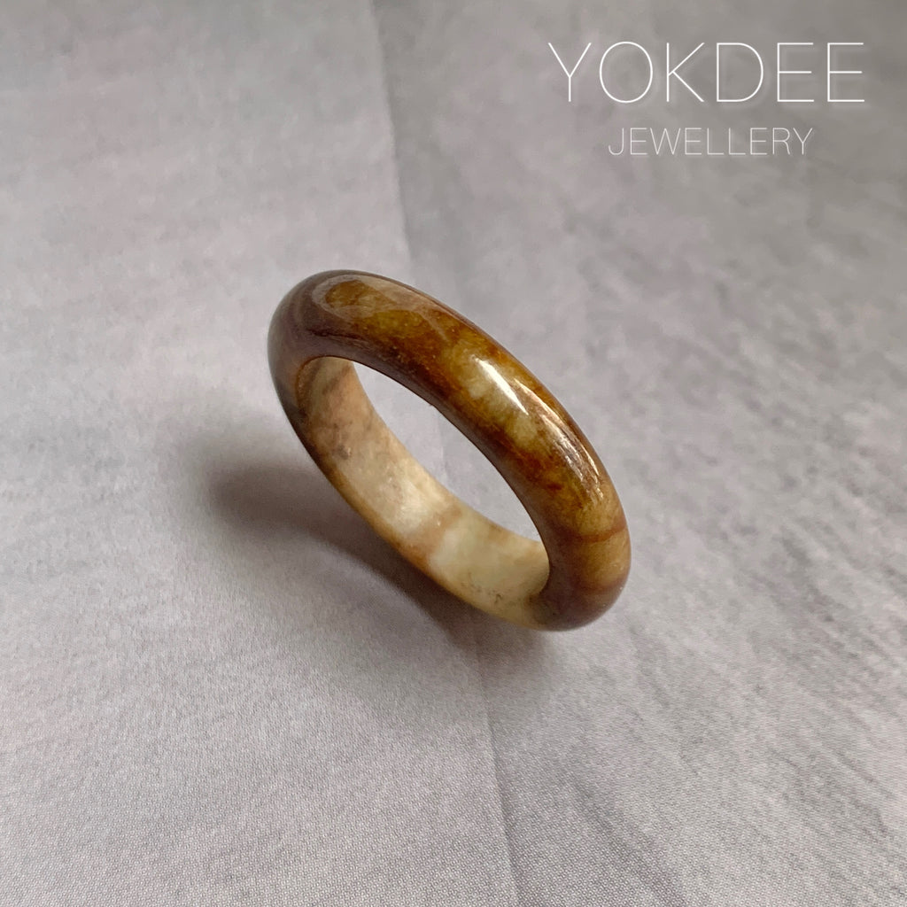 17.7mm A-Grade Natural Brown Jadeite Ring Band No: 161838