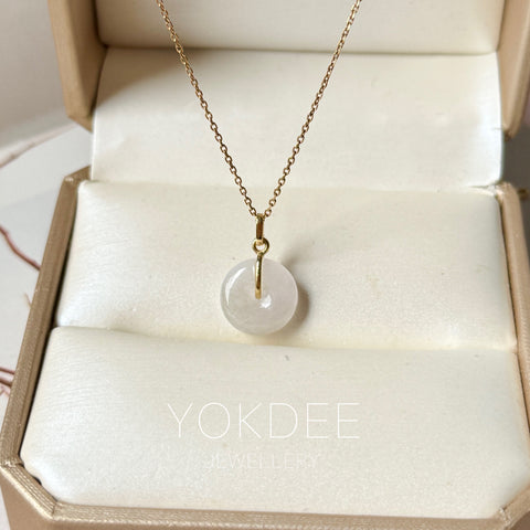 A-Grade Natural Light Pink Jadeite Donut Pendant No.172817