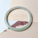 59.4mm A-Grade Natural Light Green Lavender Jadeite Traditional Round Slim Cut Bangle No.152115