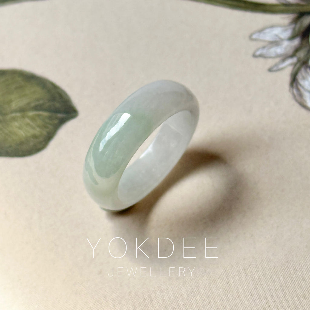 SOLD OUT: 16.3mm A-Grade Natural Lilac Green Jadeite Ring Band No.162514