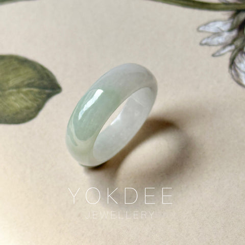 SOLD OUT: 16.3mm A-Grade Natural Lilac Green Jadeite Ring Band No.162514