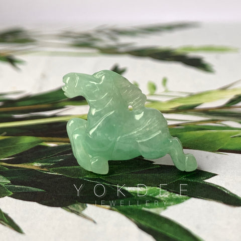 A-Grade Natural Green Jadeite Horse Pendant No.172195