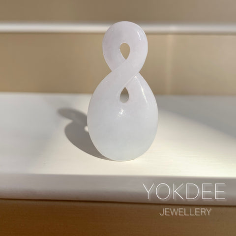 A-Grade Natural Lavender Green Jadeite Eternity Knot No.8 Pendant No.172593