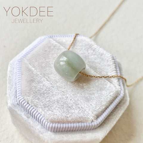 A-Grade Natural Grey Yellowish Green Jadeite Barrel No. 172627