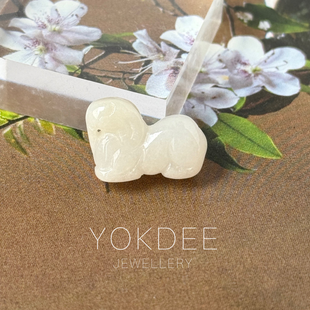 A-Grade Natural White Jadeite Goat Pendant No.172865