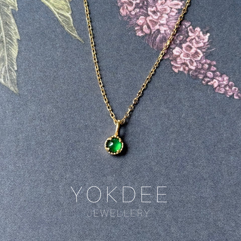 Icy A-Grade Imperial Green Jadeite Petite Dolly Pendant (Champagne) No.172640
