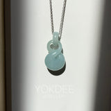 A-Grade Natural Light Bluish Green Jadeite Eternity Knot No.8 Pendant No.172597
