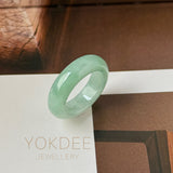 17.5mm A-Grade Natural Moss On Snow Jadeite Ring Band No. 162565