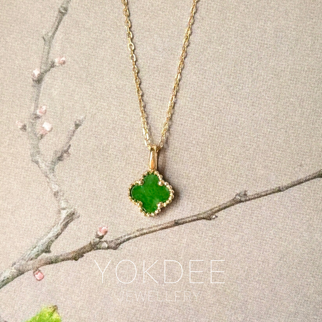 A-Grade Imperial Green Jadeite Clover Pendant No. 172844