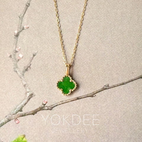A-Grade Imperial Green Jadeite Clover Pendant No. 172844