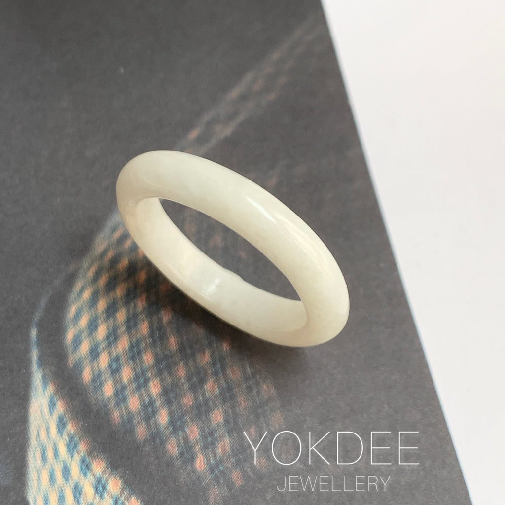 20mm A-Grade Natural White Jadeite Ring Band No. 161685
