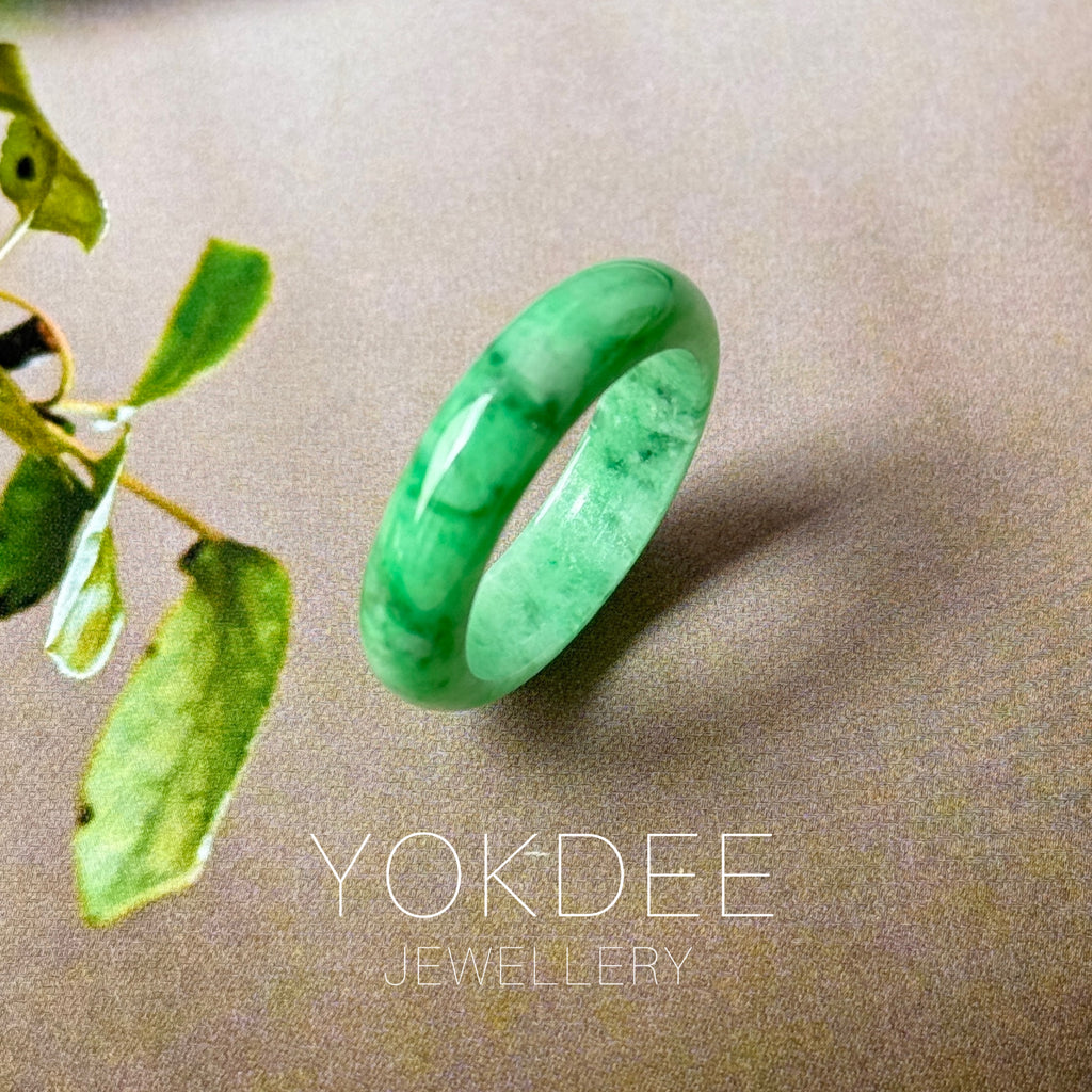 19mm A-Grade Imperial Green Jadeite Ring Band No. 162530