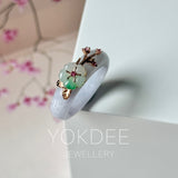 16.8mm A-Grade Natural Lavender Jadeite Joseon Ring (Moss On Snow Sakura Flower) No.162664
