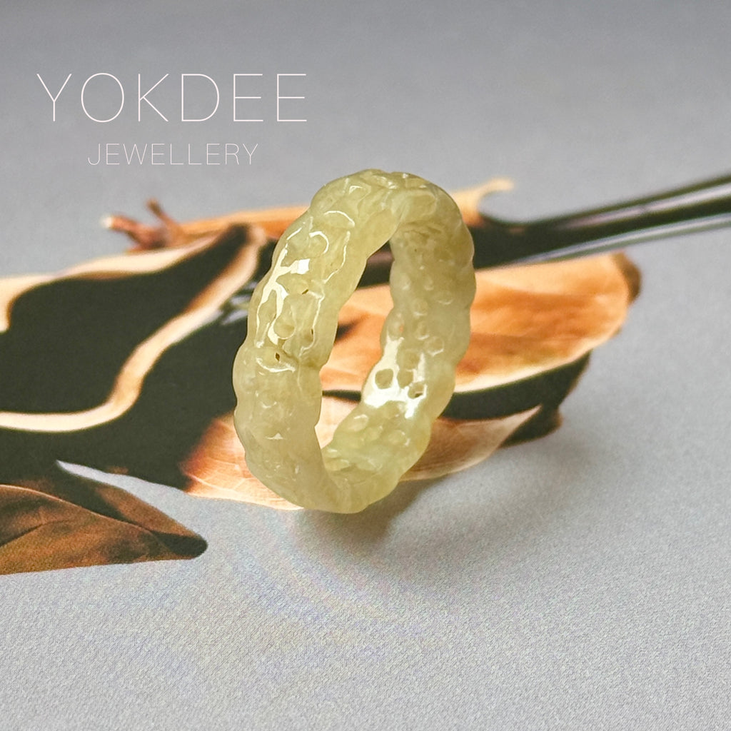 17.4mm A-Grade Natural Yellow Jadeite Ring Band No.161812