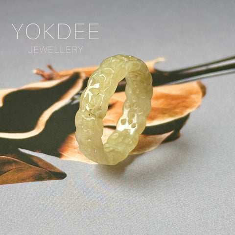 17.4mm A-Grade Natural Yellow Jadeite Ring Band No.161812