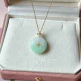 A-Grade Moss On Snow Jadeite M.Petals Lilac Flower Donut Pendant No.173005