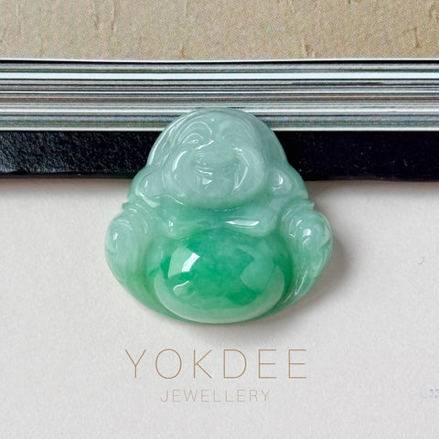 A-Grade Natural Moss On Snow Jadeite Buddha Pendant No.172723
