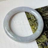 56.4mm A-Grade Natural Lavender Green Jadeite Bold Traditional Round Bangle No. 151988
