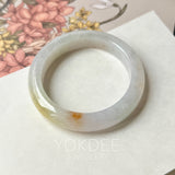 54.1mm A-Grade Natural Tri-Colour Osmanthus Floral Jadeite Modern Round Bangle No.152108