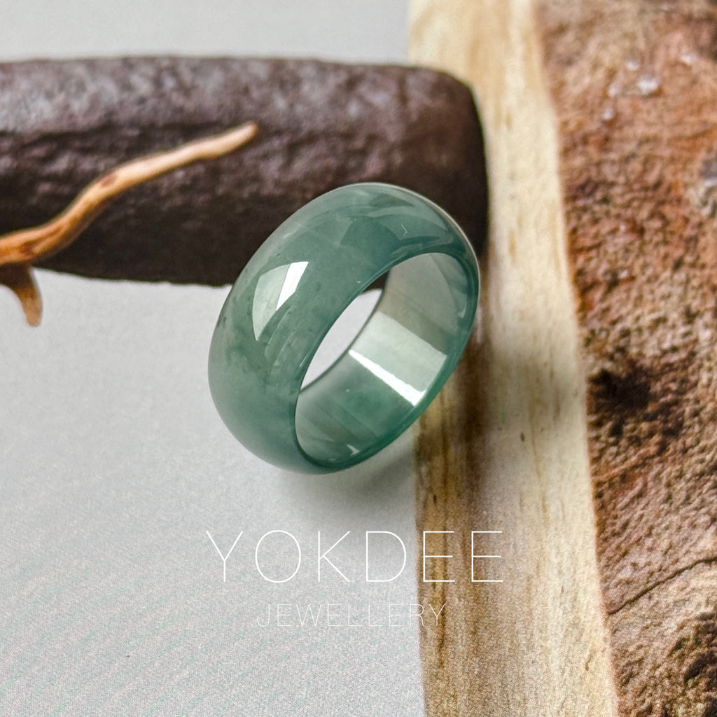 15.4mm Icy A-Grade Ocean Blue Jadeite Ring Band No. 162584