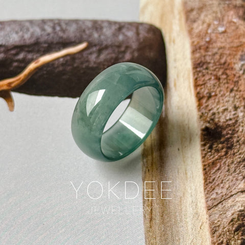 15.4mm Icy A-Grade Ocean Blue Jadeite Ring Band No. 162584