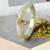 50.6mm A-Grade Natural Osmanthus Floral Jadeite Modern Oval Bangle with Osmanthus Embellishment No.152205