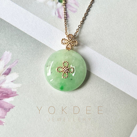 A-Grade Jadeite M.Petals Lilac Flower Donut Pendant No.172086