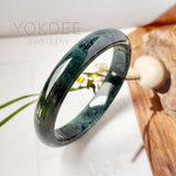 58.9mm A-Grade Dark Denim Blue Jadeite Modern Round Bangle No.152171