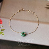 A-Grade Natural Imperial Floral Jadeite Bagel Bracelet (Rose Gold) No.190500