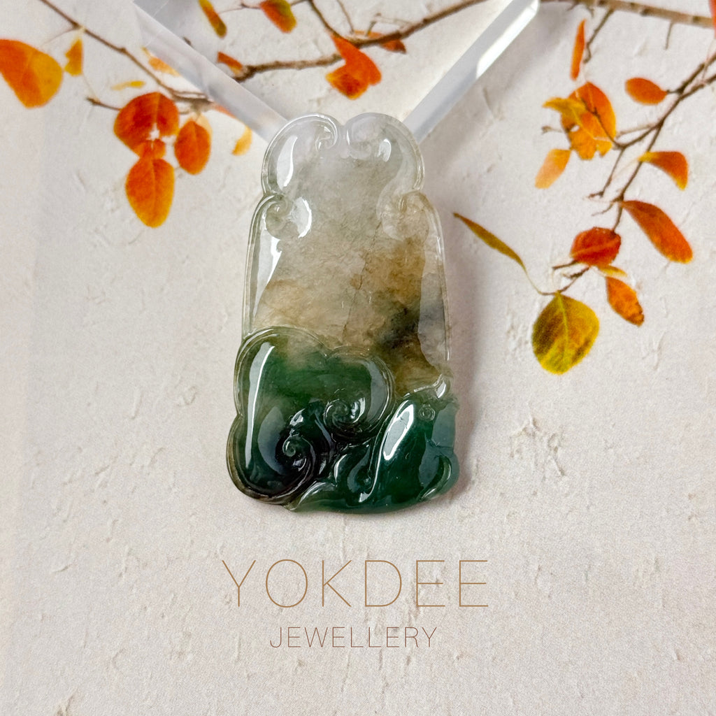 A-Grade Tri-Colour Jadeite Ruyi Pendant No. 172728
