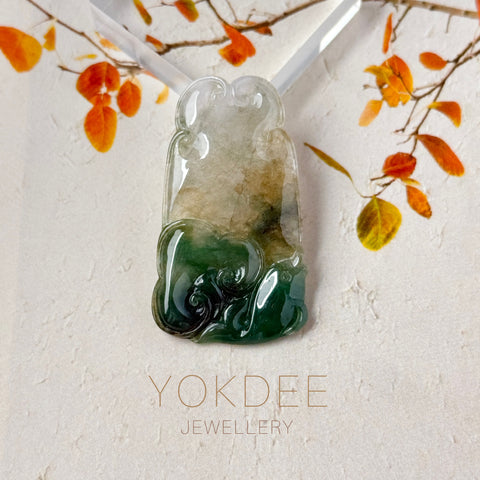 A-Grade Tri-Colour Jadeite Ruyi Pendant No. 172728