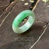 16.9mm A-Grade Natural Moss On Snow Jadeite Ring Band No. 162564