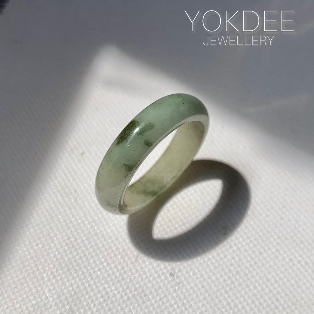 17.3mm A-Grade Natural Floral Jadeite Ring Band No. 161459