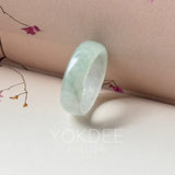 17mm Icy A-Grade Natural Light Green Jadeite Abacus Ring Band No.162548
