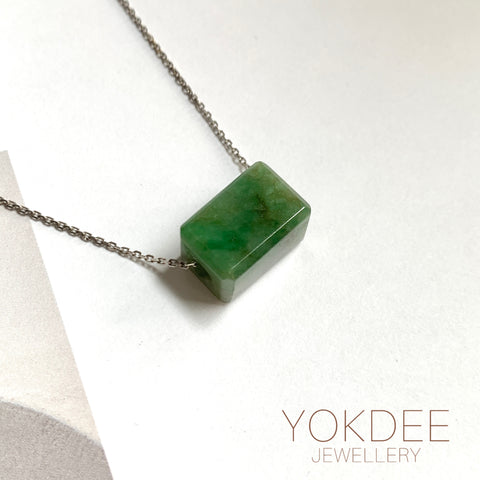 A-Grade Natural Green Jadeite Rectangle Barrel No. 172796