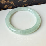 SOLD OUT: 52.8mm A-Grade Natural Light Green Jadeite Traditional Round Bangle No.152044