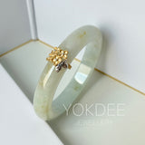 54.8mm A-Grade Natural Osmanthus Floral Jadeite Modern Round Bangle with Osmanthus Embellishment No.152161