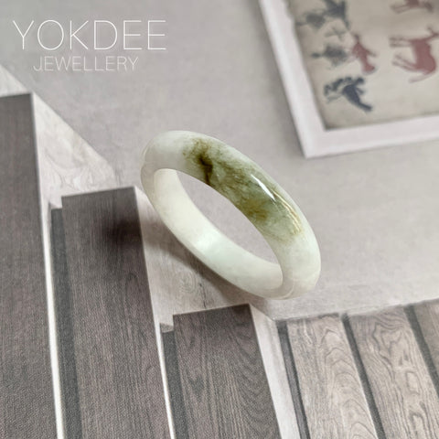 21.6mm A-Grade Natural White Green Jadeite Ring Band No. 161699