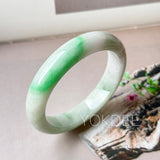 52.5mm A-Grade Natural Moss on Snow Jadeite Modern Round Bangle No.152199