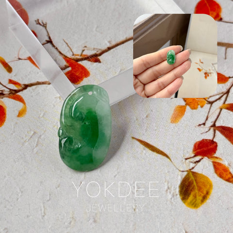 A-Grade Imperial Green Jadeite Ruyi Pendant No. 172727