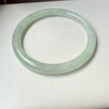 56mm A-Grade Natural Light Green Jadeite Traditional Round Bangle No.152039