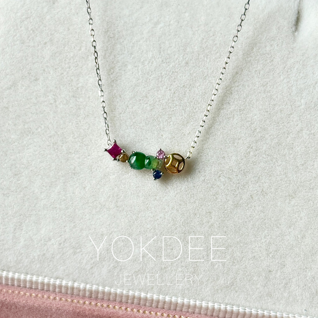 Icy Hulu Jadeite Lucky Charm Necklace No. 173027