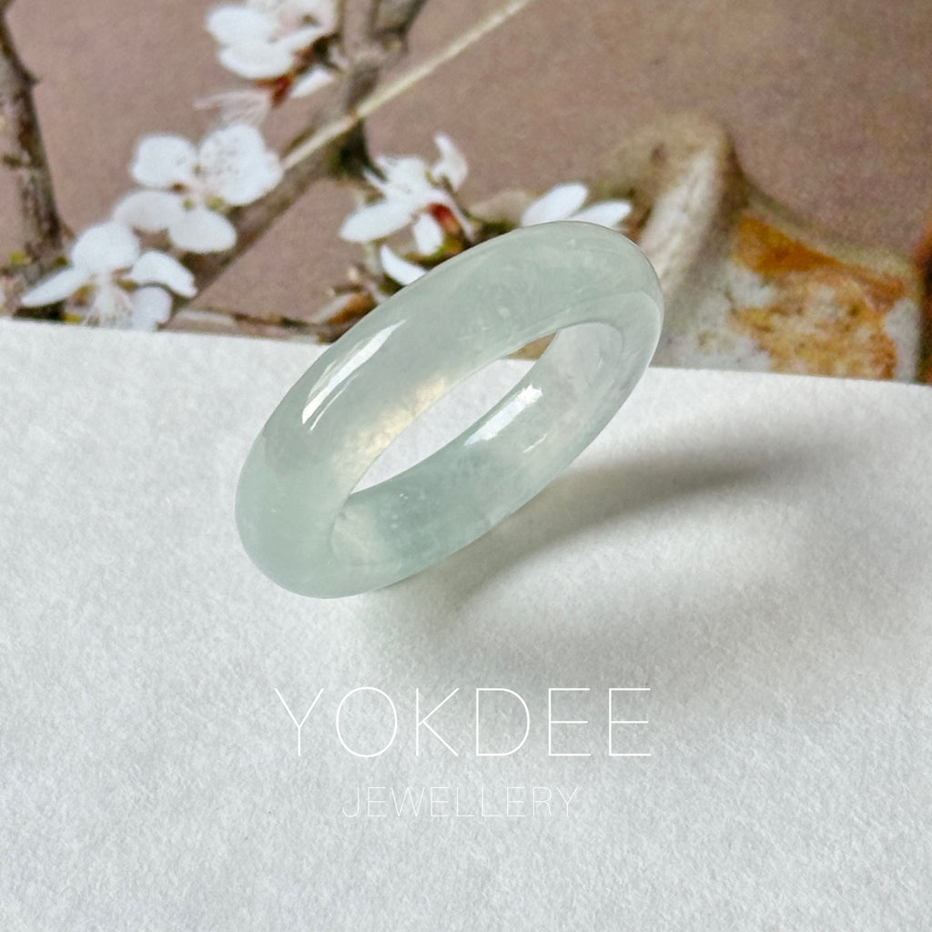 16mm Icy A-Grade Natural Light Green Jadeite Ring Band No. 162643
