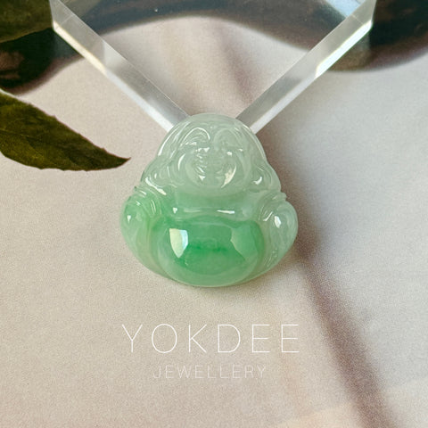 A-Grade Natural Moss On Snow Jadeite Buddha Pendant No.172722